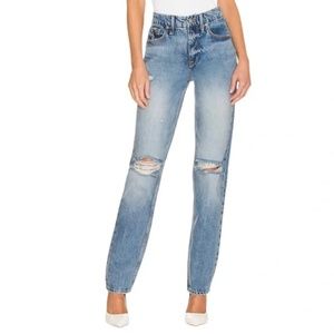 (NWT) Good American Good 90s Icon Straight Leg Distressed Jeans Sz 2